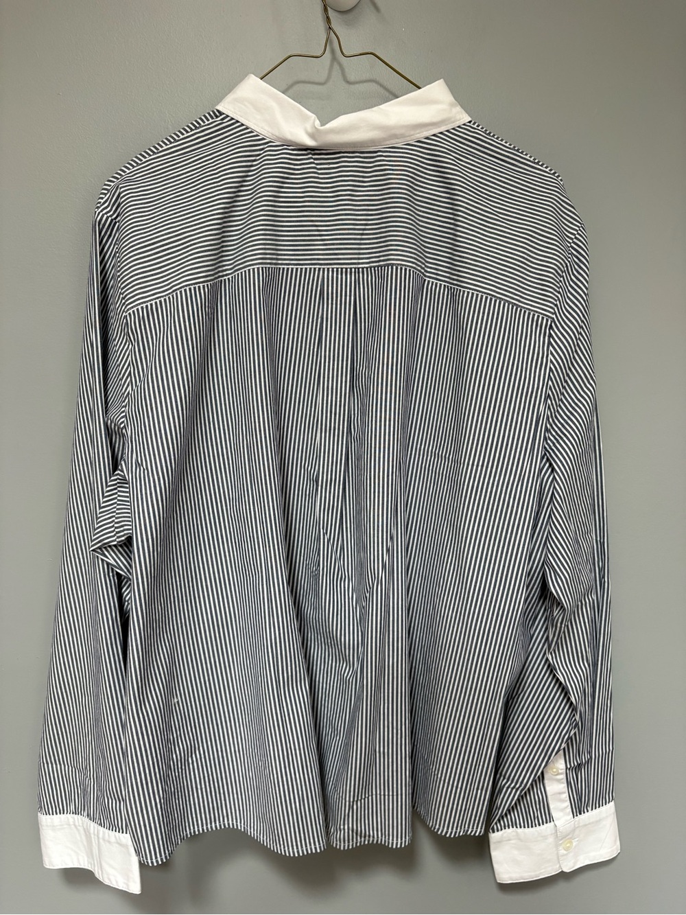 J. Crew NEW Women's Navy Pinstripe Button Shirt White Contrast Collar & Cuffs 3X - Picture 2 of 9